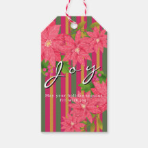 Joy Christmas Poinsettia Stripe Business Logo Gift