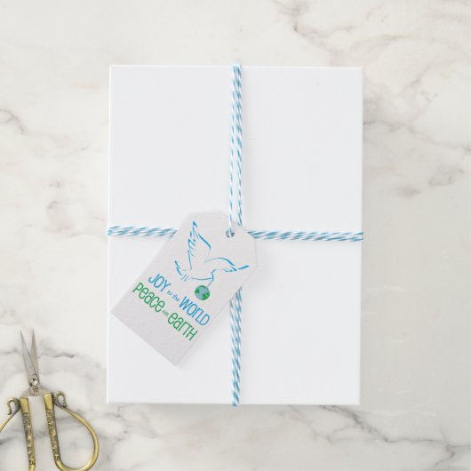 Étiquettes-cadeau Joy & Peace World (Avec de laficelle)