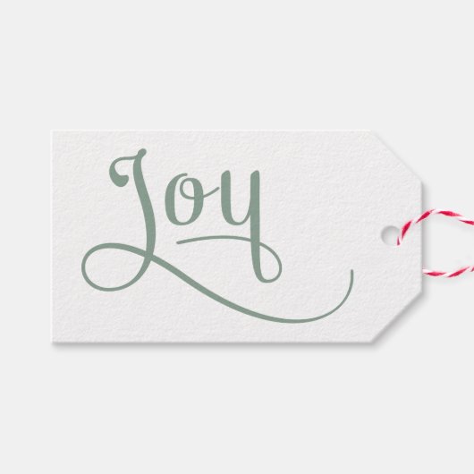 Étiquettes-cadeau Joy Script Sage (Devant (Horizontal))