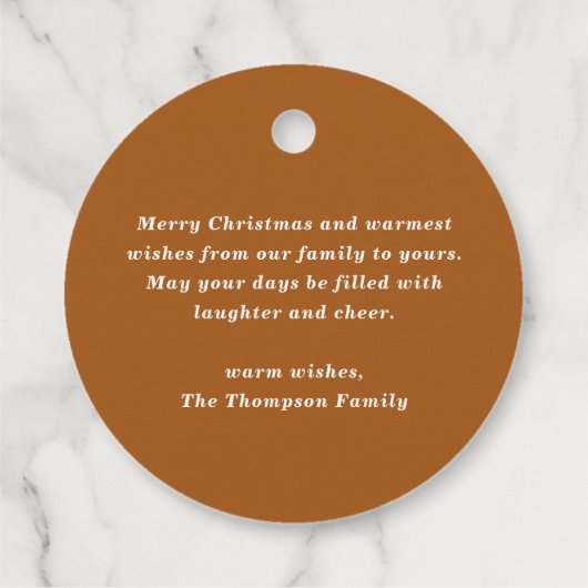 Étiquettes Cadeau Joy to the World Rustic Burnt Orange Christmas (Dos)