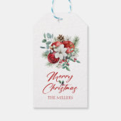 Étiquettes-cadeau Joyeuse ambiance de Noël fleurs et bouquet de pomm (Dos)