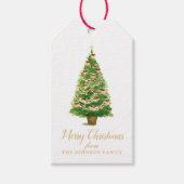 Étiquettes-cadeau Joyeuse aquarelle de Noël Arbre pointu avec des va (Devant)