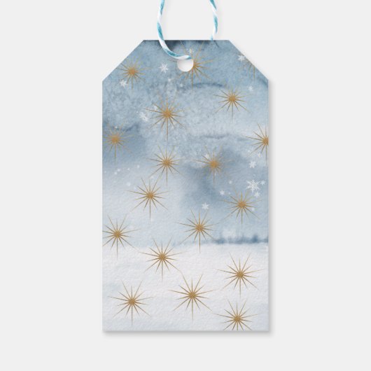 Étiquettes-cadeau Joyeuse aquarelle de Noël Holly Berry Wreath (Dos)