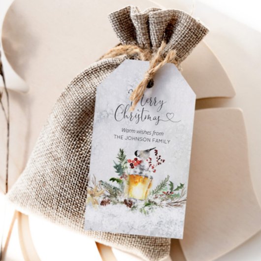 Étiquettes-cadeau Joyeuse aquarelle de Noël personnalisée