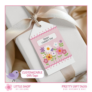 Étiquettes-cadeau Joyeuse fête des Mères Floral Rose