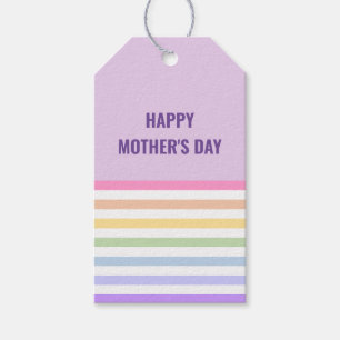 Étiquettes-cadeau Joyeuse fête des mères Pastel Rainbow Stripes