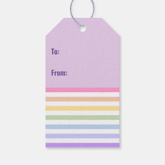 Étiquettes-cadeau Joyeuse fête des mères Pastel Rainbow Stripes (Dos)