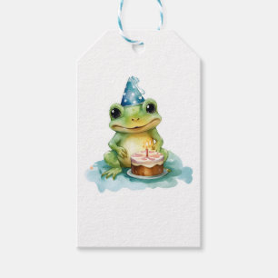 Étiquettes-cadeau Joyeuse grenouille mignonne d'anniversaire