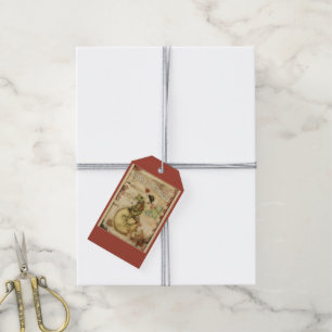 Étiquettes-cadeau Joyeuse petite grenouille vintage de Noël sur la