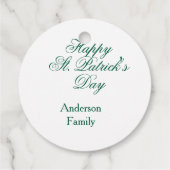 Étiquettes Cadeau Joyeuse Saint-Patrick famille nom vert minimal (Dos)