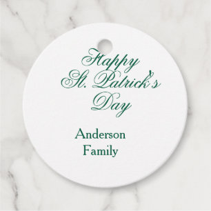 Étiquettes Cadeau Joyeuse Saint-Patrick famille nom vert minimal