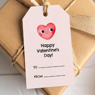 Étiquettes-cadeau Joyeuse Saint-Valentin avec un coeur de bébé migno
