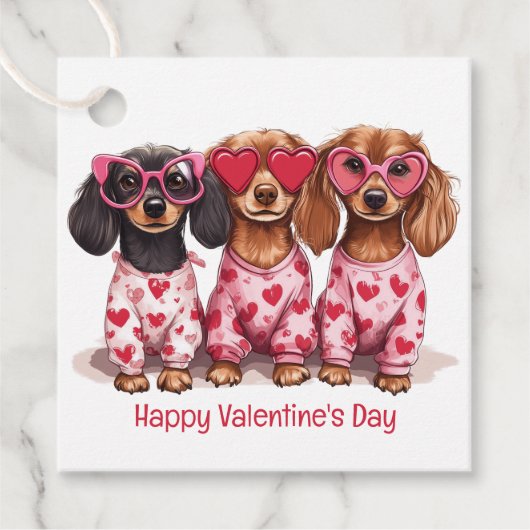Étiquettes Cadeau Joyeuse Saint-Valentin Chiens Dachshund (Devant)