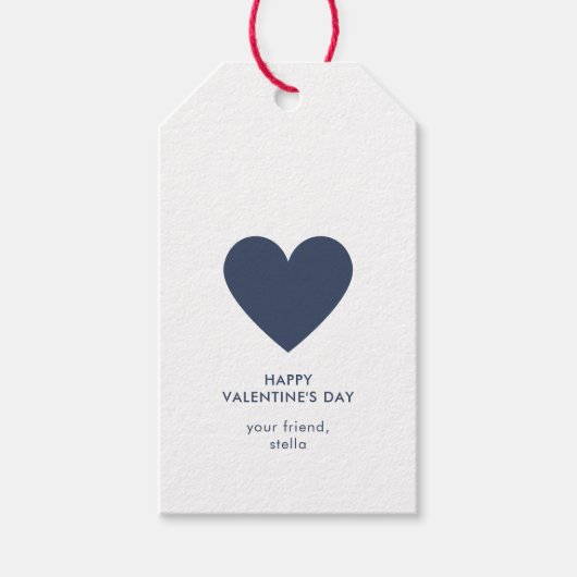 Étiquettes-cadeau Joyeuse Saint Valentin Cœur Simple Points Bleu Mar (Devant)
