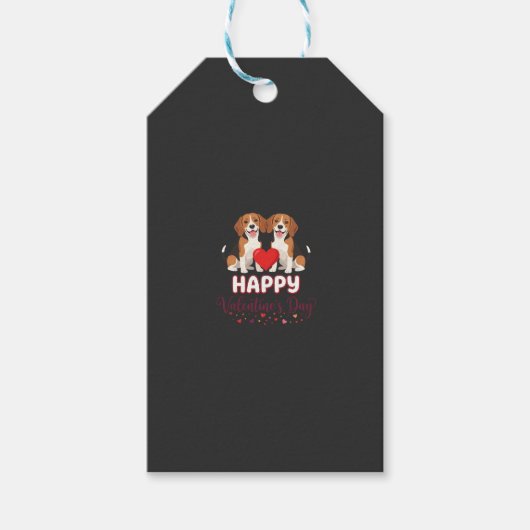 Étiquettes-cadeau Joyeuse Saint-Valentin Couple Beagle (Devant)
