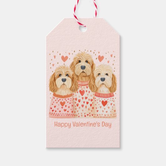 Étiquettes-cadeau Joyeuse Saint-Valentin Goldendoodle Chiens (Devant)