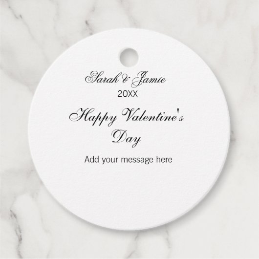 Étiquettes Cadeau Joyeuse Saint-Valentin nom date message simple élé (Devant)