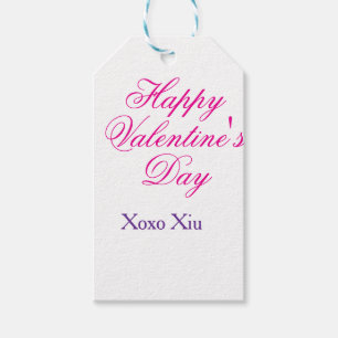 Étiquettes-cadeau Joyeuse Saint-Valentin rose violet xoxo amour nom
