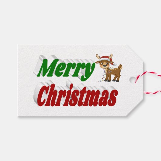 Étiquettes-cadeau Joyeuse typographie de Christmas Reindeer (Devant (Horizontal))