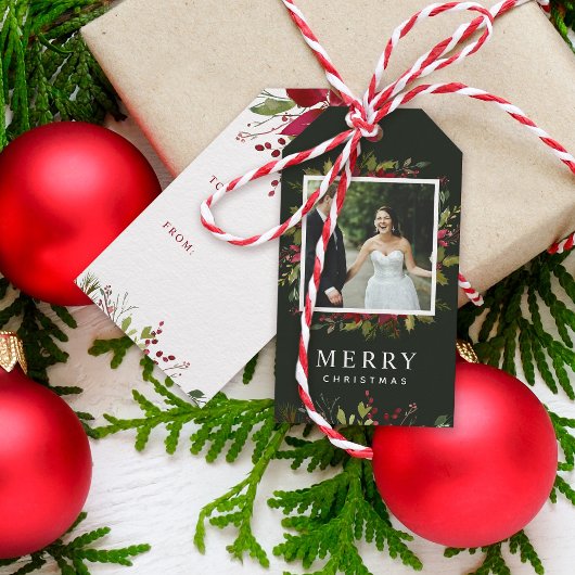 Étiquettes-cadeau Joyeuse verdure Photo personnalisée Joyeux Noël