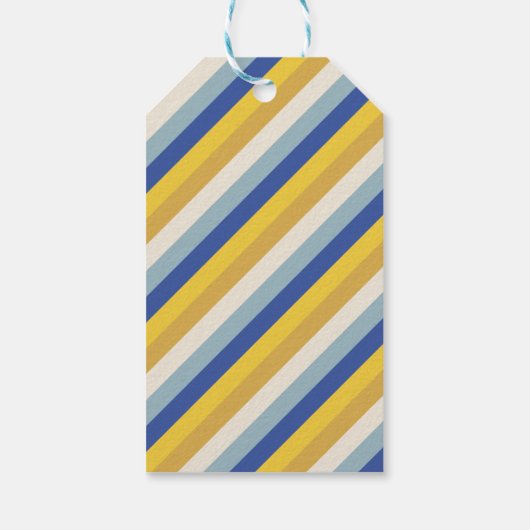 Étiquettes-cadeau Joyeuses bandes d'or bleu Hanoukka à partir de mod (Dos)