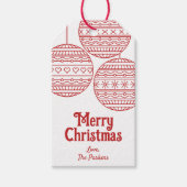 Étiquettes-cadeau Joyeuses boules de Noël avec boules de Noël rouges (Devant)