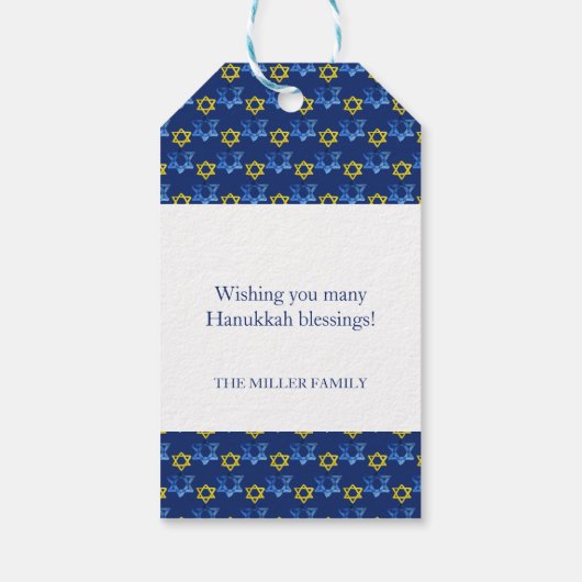 Étiquettes-cadeau Joyeuses Etoiles D'Aquarelle Hanoukka De David (Dos)
