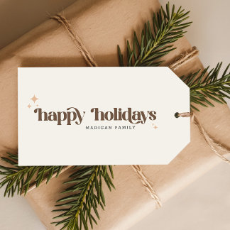 Étiquettes-cadeau Joyeuses Fêtes de fin d'année Famille Noël Rétro