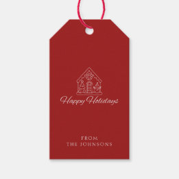 Étiquettes-cadeau Joyeuses Fêtes | Famille Personnalisable Rouge Et