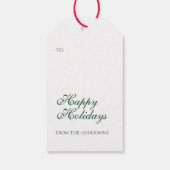 Étiquettes-cadeau Joyeuses fêtes hiver vert ornement de vacances (Dos)