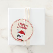 Étiquettes Cadeau Joyeuses fêtes - Joli Noël de Bulldog Français (En situation)