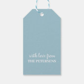 Étiquettes-cadeau Joyeuses fêtes tombant rennes de neige bleu poussi (Dos)