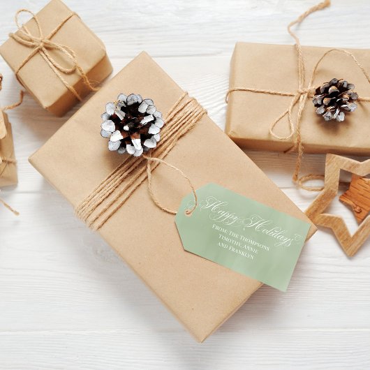 Étiquettes-cadeau Joyeuses Fêtes Vertes Calligraphie Script