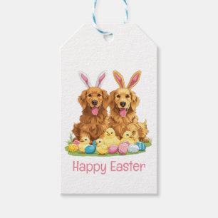 Étiquettes-cadeau Joyeuses Pâques Chiens Retriever Golden Oreilles d