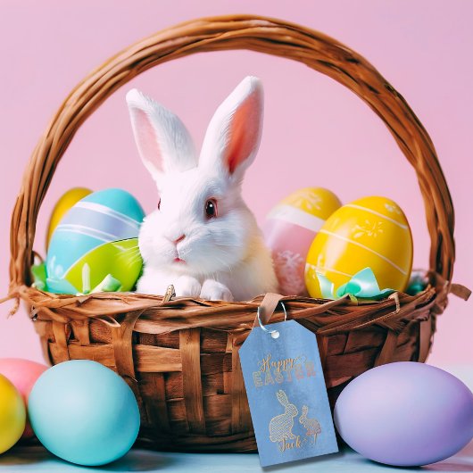 Étiquettes-cadeau Joyeuses Pâques - Lapins pointillés