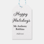 Étiquettes-cadeau Joyeuses vacances ajouter nom date année simple mi (Dos)