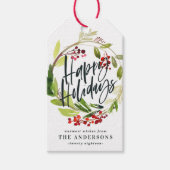 Étiquettes-cadeau Joyeuses vacances aquarelle feuillage floral (Devant)