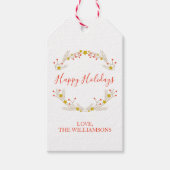 Étiquettes-cadeau Joyeuses vacances Botanique Noël Wreath (Devant)