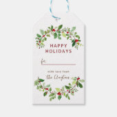 Étiquettes-cadeau Joyeuses vacances Botanique Nom de famille Noël (Devant)