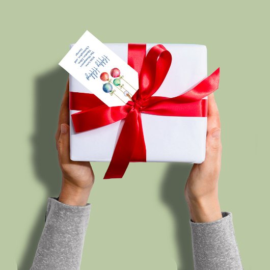 Étiquettes-cadeau Joyeuses Vacances colorées Aquarelles