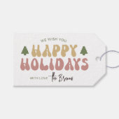 Étiquettes-cadeau Joyeuses vacances Colorful Retro Nostalgie Noël (Devant (Horizontal))