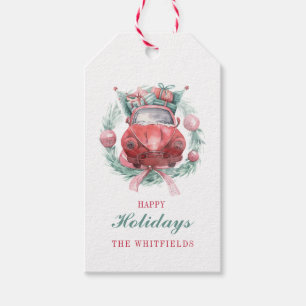 Étiquettes-cadeau Joyeuses vacances Famille Noël Script moderne
