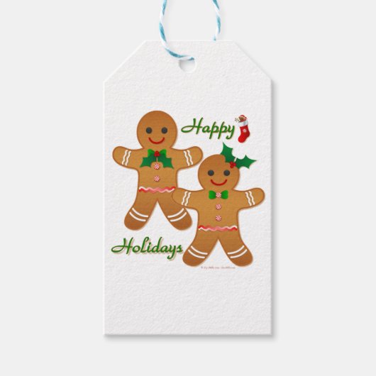 Étiquettes-cadeau Joyeuses vacances Gingerbread Homme garçon fille (Devant)