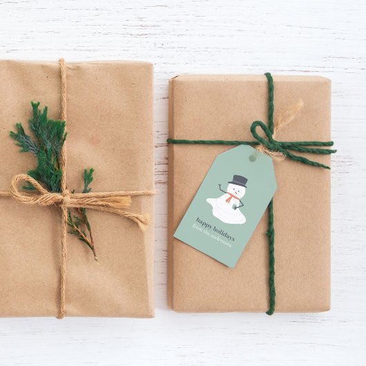 Étiquettes-cadeau Joyeuses vacances Noël Melting Snowman mignonne