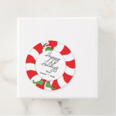 Étiquettes Cadeau Joyeuses vacances Peppermint Candy Swirl Fun Elf (En situation)