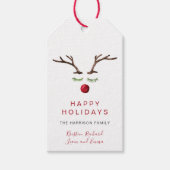 Étiquettes-cadeau Joyeuses vacances Reindeer Aquarelle Noël (Devant)