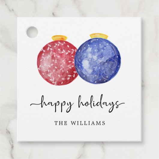 Étiquettes Cadeau Joyeuses vacances Script de Noël Ornements (Devant)