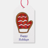Étiquettes-cadeau Joyeuses Vacances Sucre Cookie Rouge Mitten Noël (Devant)
