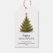 Étiquettes-cadeau Joyeuses Vacances vertes sapin de Noël (Devant)