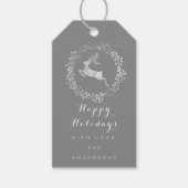 Étiquettes-cadeau Joyeuses vacances Wreath Joy Grey Grey White Deer (Devant)
